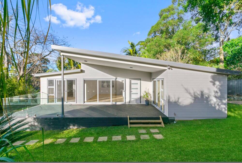 Home with slanted roof design