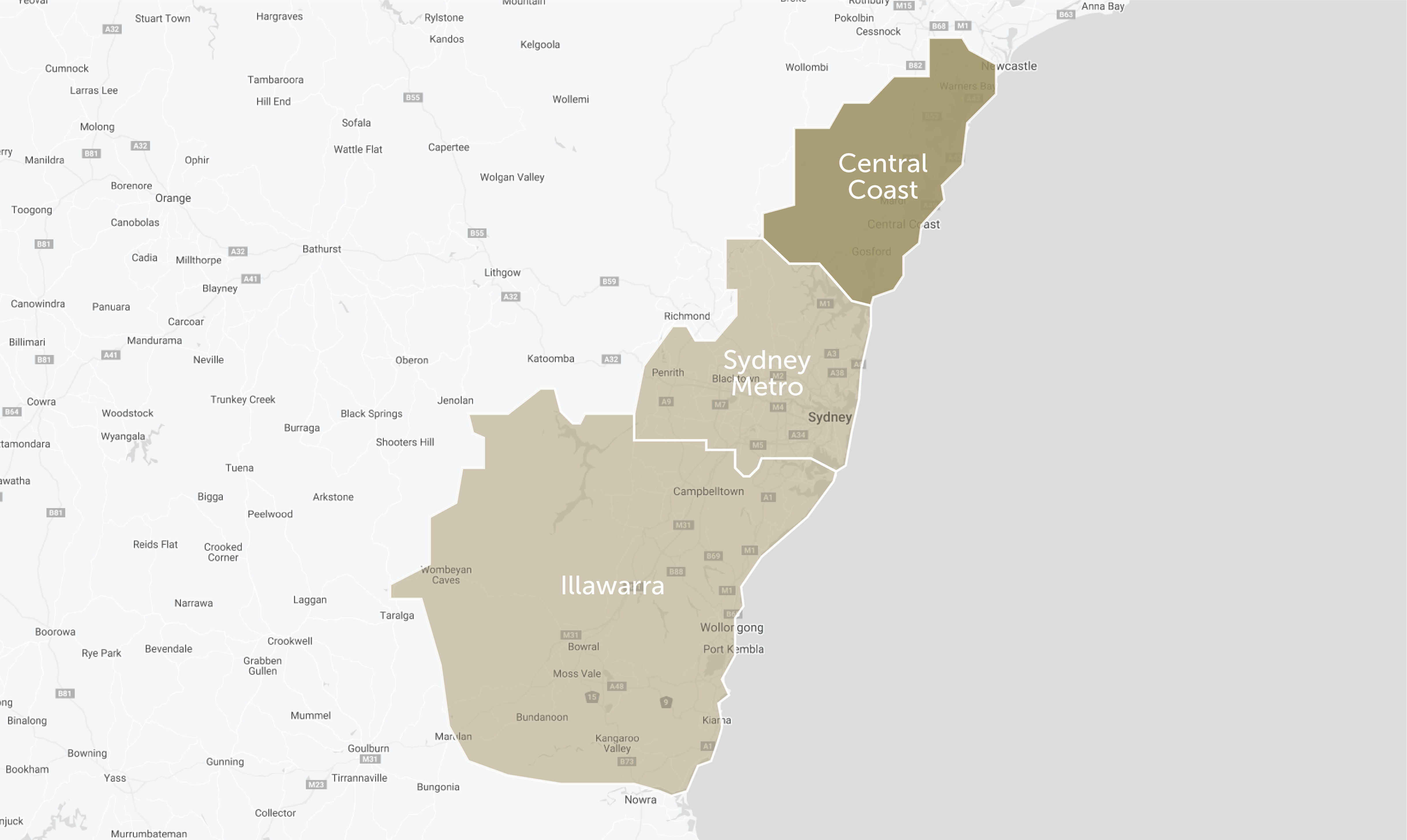 Central Coast coverage map