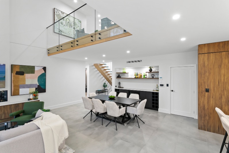 Beautiful living room with high ceilings